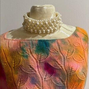 Faux Pearl Reversible Multi Sized Woven Wide Chic Chunky Collar Choker Necklace